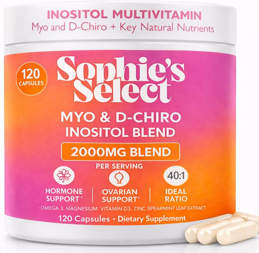 Myo-Inositol & D-Chiro Inositol 2000mg Per Serving for Women - Inositol 40:1 Formula with Spearmint, Vitamin D3, Zinc & Magnesium - Hormone Balance for Women, Ovarian Support - 120 Capsules - 1Pack
