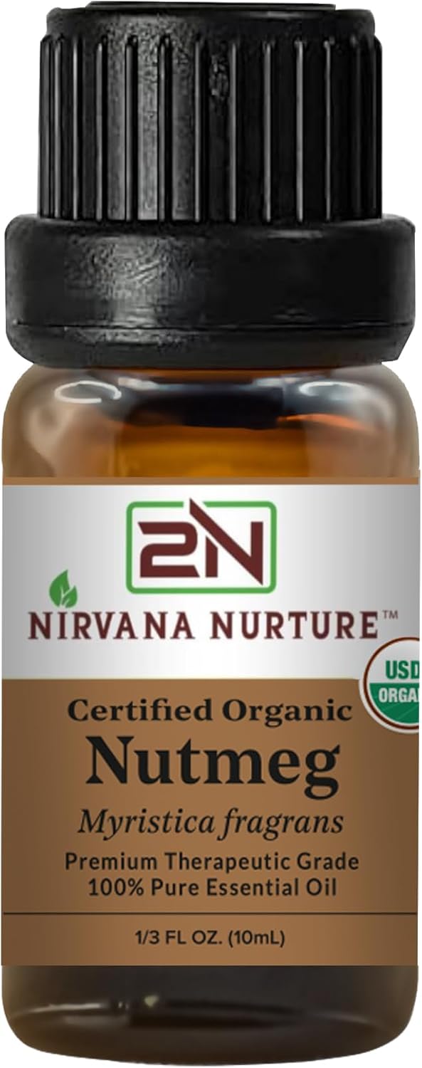 Nutmeg Essential Oil USDA Certified Organic, 100% Pure Natural Premium Grade, Undiluted
