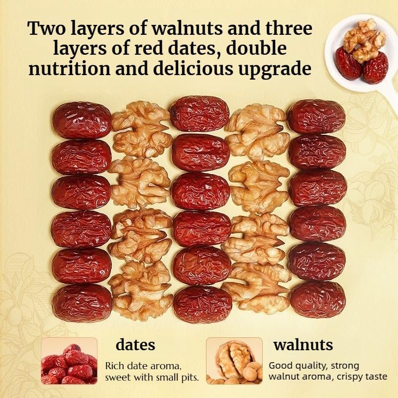 Walnut & Jujube Pie 250g,Natural Energy Snack with Whole Walnuts & Dates,Sweet & Chewy Healthy Snack,Nutritious Nut Snack, Perfect for Breakfast, Tea Time & On-the-Go,Individually Packaged & Portable