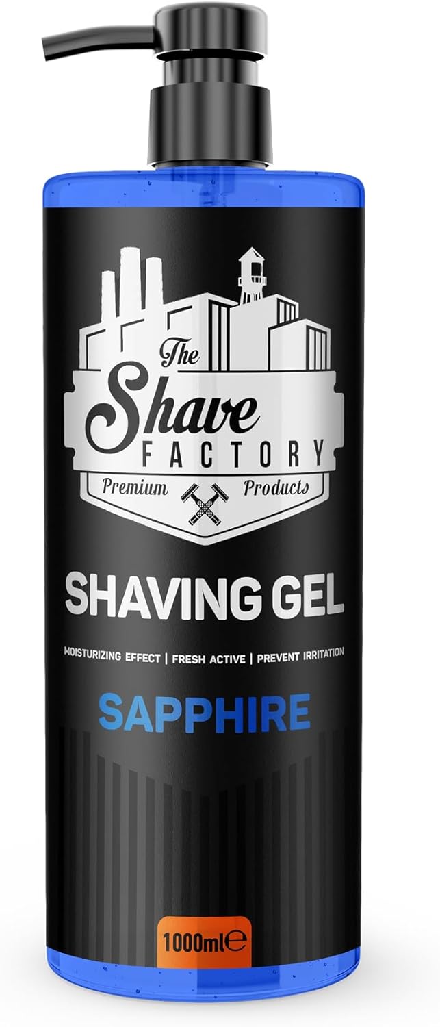 The Shave Factory - Shaving Gel | Non-Irritating | Precise shave on face and body | Shaving gel for men | Moisturizes the skin (Sapphire (1000ml - 33.81 Fl. Oz))