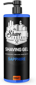 The Shave Factory - Shaving Gel | Non-Irritating | Precise shave on face and body | Shaving gel for men | Moisturizes the skin (Sapphire (1000ml - 33.81 Fl. Oz))