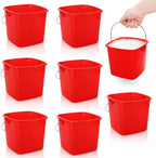 SOUJOY 7 Pack 3 Quart Cleaning Bucket, Plastic Small Sanitizing Bucket with Handle, Multi-Purpose Mini Square Pails for Kitchen, School, Offices, Household and Commercial Use, Red
