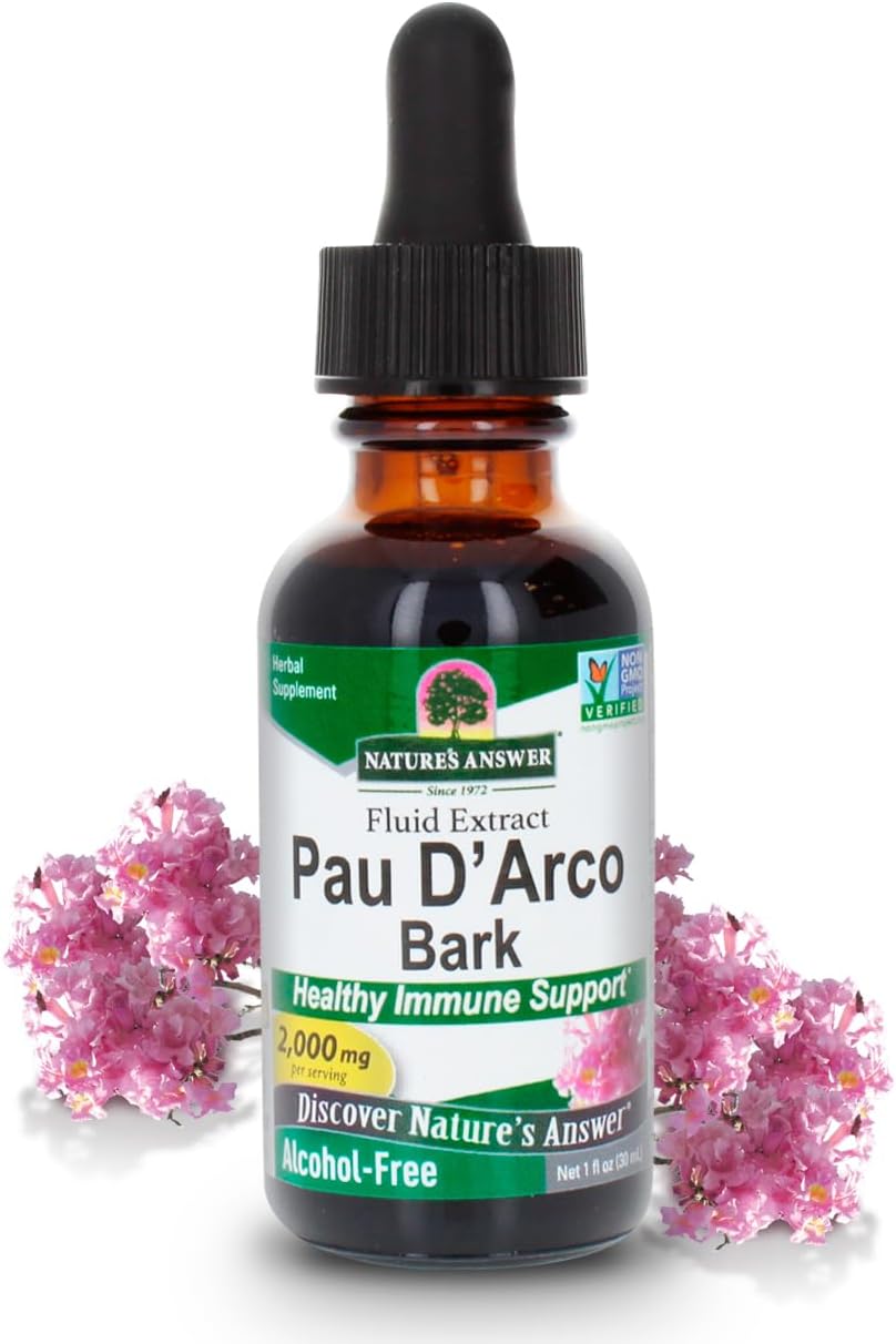 Nature's Answer PAU D'Arco Inner Bark | Supports Immune System | Helps Maintain Intestinal Flora | Alcohol-Free, Gluten-Free, Kosher Certified & No Preservatives 1oz Extract | Single Count