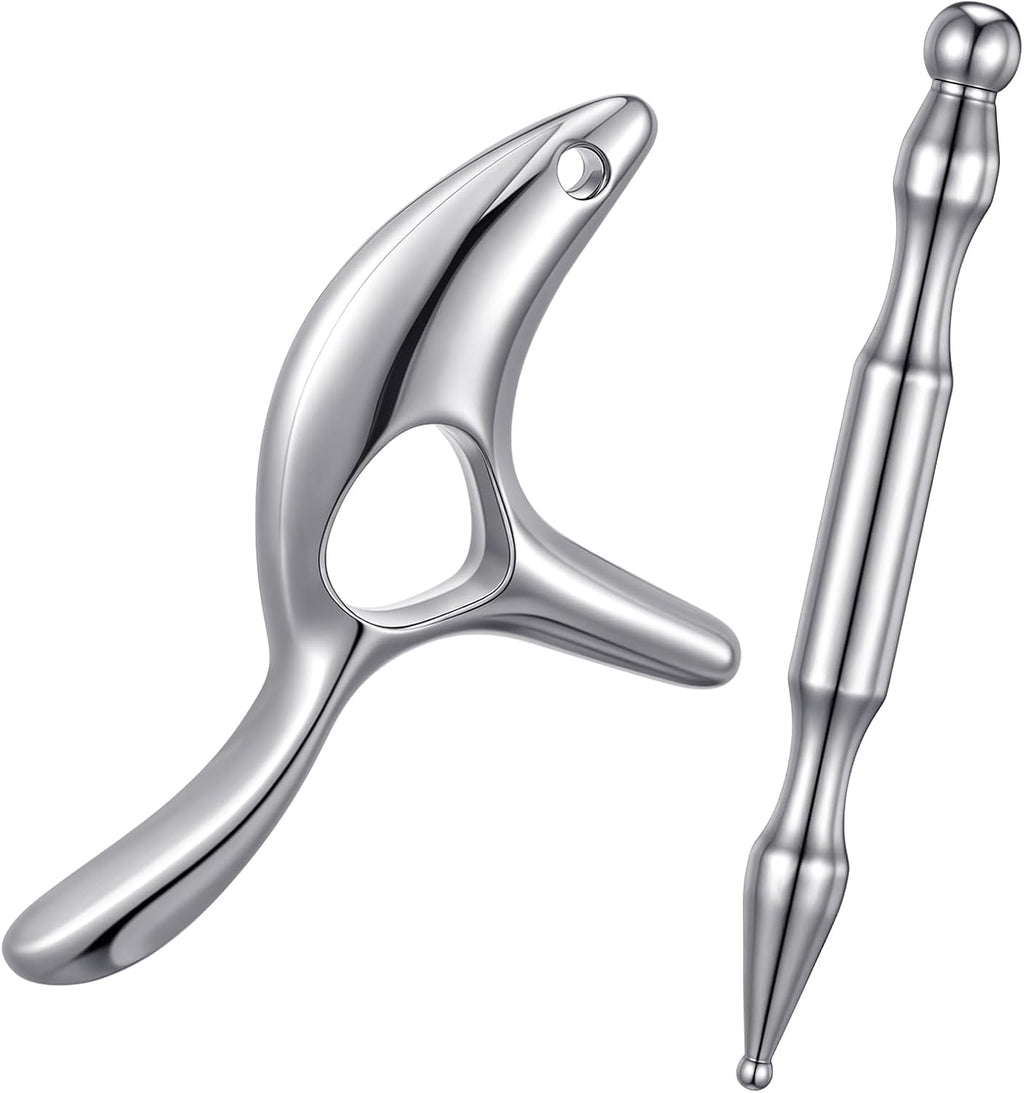 2PCS Gua Sha Massage Tools,Stainless Steel Trigger Point Massage Tool and Manual Acupuncture Pen Eye Massager,Deep Tissue Acupressure Massager for Face,Hand,Neck,Back