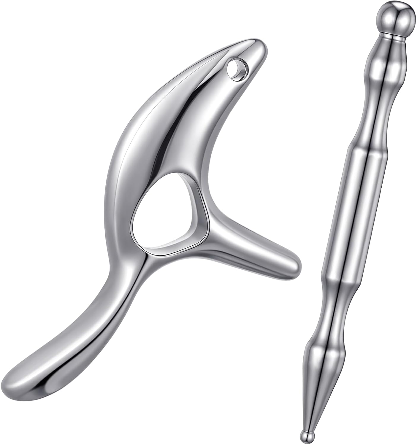 2PCS Gua Sha Massage Tools,Stainless Steel Trigger Point Massage Tool and Manual Acupuncture Pen Eye Massager,Deep Tissue Acupressure Massager for Face,Hand,Neck,Back