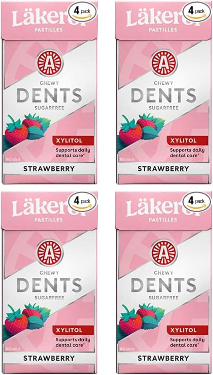 Cloetta Lakerol Dents Strawberry Pastilles 4 Boxes of 36g