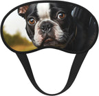 Puppy Dog Boston Terrier Sleep Mask for Women Men Soft Travel Eye Mask with Adjustable Straps Sleeping Eye Shade Cover for Travel Yoga Nap Sleeping