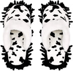 Microfiber Floor Mop Slippers House Dust Cleaning Tool Detachable Washable Shoes for Kitchen House Cleaning (Women 8.5-9/Men 11-11.5, Cow pattern)
