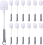 Reallnaive 12 Pack Long Handle Bottle Brush 12.8 Inch Water Bottle Cleaning Brush, Flexible Scrub, Long-Lasting Bristles for Water Cups, Glasswares, Mugs, Flat Handle
