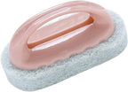 Baost Plastic Handle Sponge Brush Wall Tile Glass Cleaning Sponge Scouring Pad Dish Wand Sponge Washing Scrubber for Kitchen Bathroom Tile, Shower Bathtub Scrubber, Pool Cleaning Pink