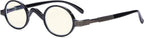 Eyekepper Blue Light Filter Glasses - Computer Reading Glasses - Small Round Blocking Readers Reading with Spring Hinges - Black +2.00
