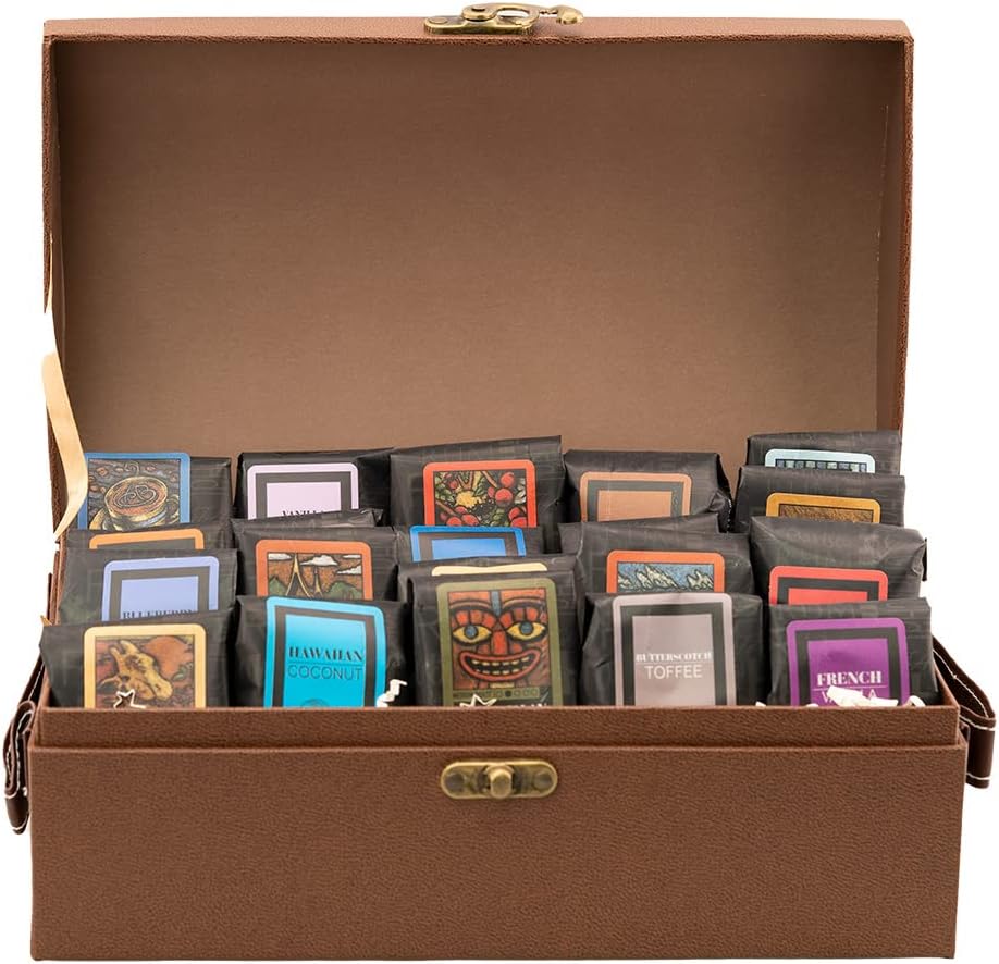 Coffee Trunk of Samplers, 20(1.75oz) Sample Bags, Light-Medium Roast, Gourmet Coffee Gift