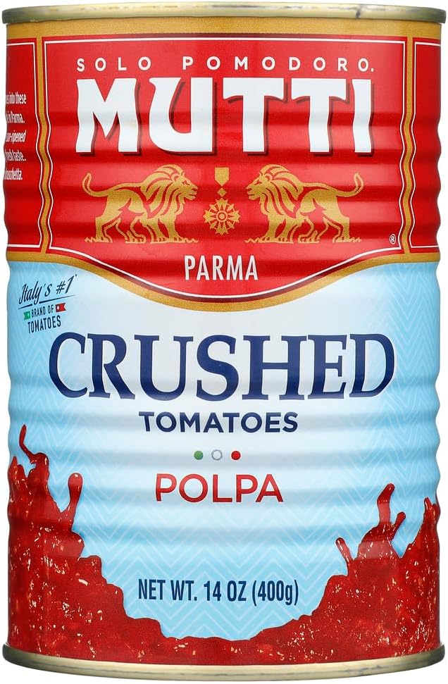 Mutti Crushed Tomatoes (Polpa), 14 oz. | 6 Pack | Italy’s #1 Brand of Tomatoes | Fresh Taste for Cooking | Canned Tomatoes | Vegan Friendly & Gluten Free | No Additives or Preservatives