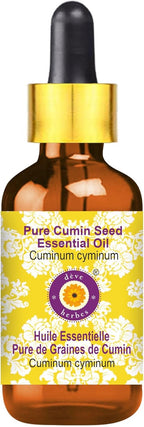 Deve Herbes Pure Cumin Seed Essential Oil (Cuminum cyminum) with Glass Dropper Steam Distilled 50ml (1.69 oz)