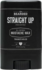 Live Bearded Mustache Wax Stick, 0.35 oz - Made in the USA with All-Natural Ingredients - Medium Hold Stache and Beard Styling for Men | Straight Up - Fragrance-Free