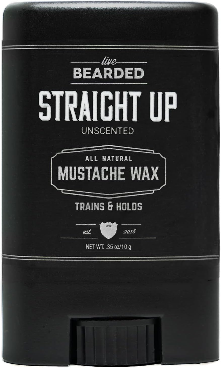 Live Bearded Mustache Wax Stick, 0.35 oz - Made in the USA with All-Natural Ingredients - Medium Hold Stache and Beard Styling for Men | Straight Up - Fragrance-Free