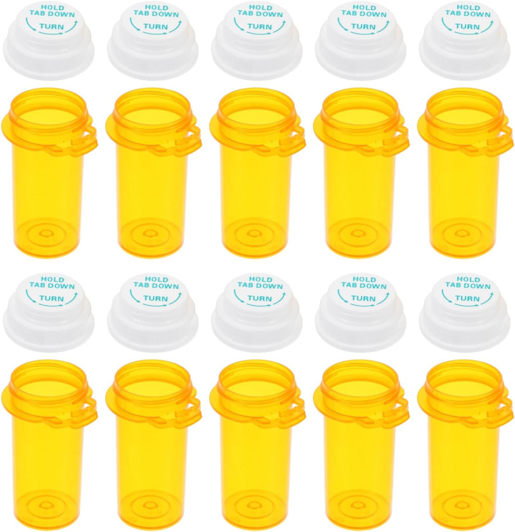 Beaupretty 10Pcs Travel Pill Bottle Organizer with Child Resistant Caps Small Plastic Medicine Containers Portable Pill Case Storage Box