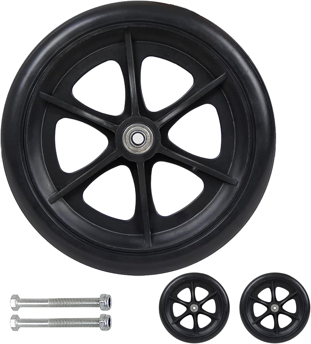 LIGUOYI Wheelchair Caster Wheel Replacement Wheels, 5/16" Axle-Solid Hard Rubber Tire 6" 7" 8" Wheelchair Front Wheels Replacement Parts Black Grey (2 Pcs) Replacement Casters for Wheelchairs