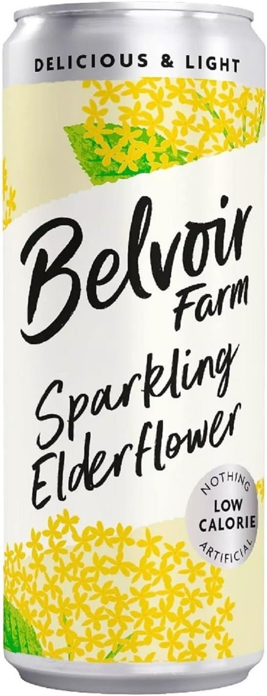 Belvoir Farm Sparkling Elderflower Drink Cans 330ml (Pack of 4)