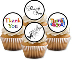 Cian's Cupcake Toppers Ltd Thank You Cupcake Topper, 48 Count, 1.18 inches, Edible Wafer