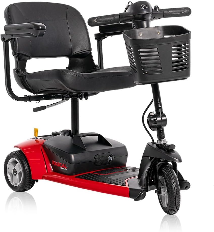 Rascal Venture 3-Wheel Portable Mobility Scooter for Travel, Easy Disassembly, Compact Design, 300 lb Capacity, Battery Included
