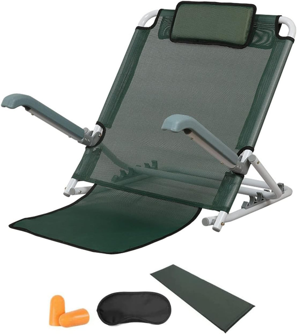Beach Chair Reading Bed Rest Pillows,Adjustable Bed Backrest,Lifting Bed Backrest Portable Folding Adjustable Sit-Up Back Rest,Neck Lumbar Back Support with Head Pillow,Dark Green