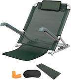 Beach Chair Reading Bed Rest Pillows,Adjustable Bed Backrest,Lifting Bed Backrest Portable Folding Adjustable Sit-Up Back Rest,Neck Lumbar Back Support with Head Pillow,Dark Green