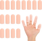 PATIKIL Gel Finger Cots 2"x0.79", 20 Pcs Silicone Finger Protector Support with Air Hole Breathable Finger Sleeve Cushions Thumb Protector Covers Fingertip Caps Gloves, Beige