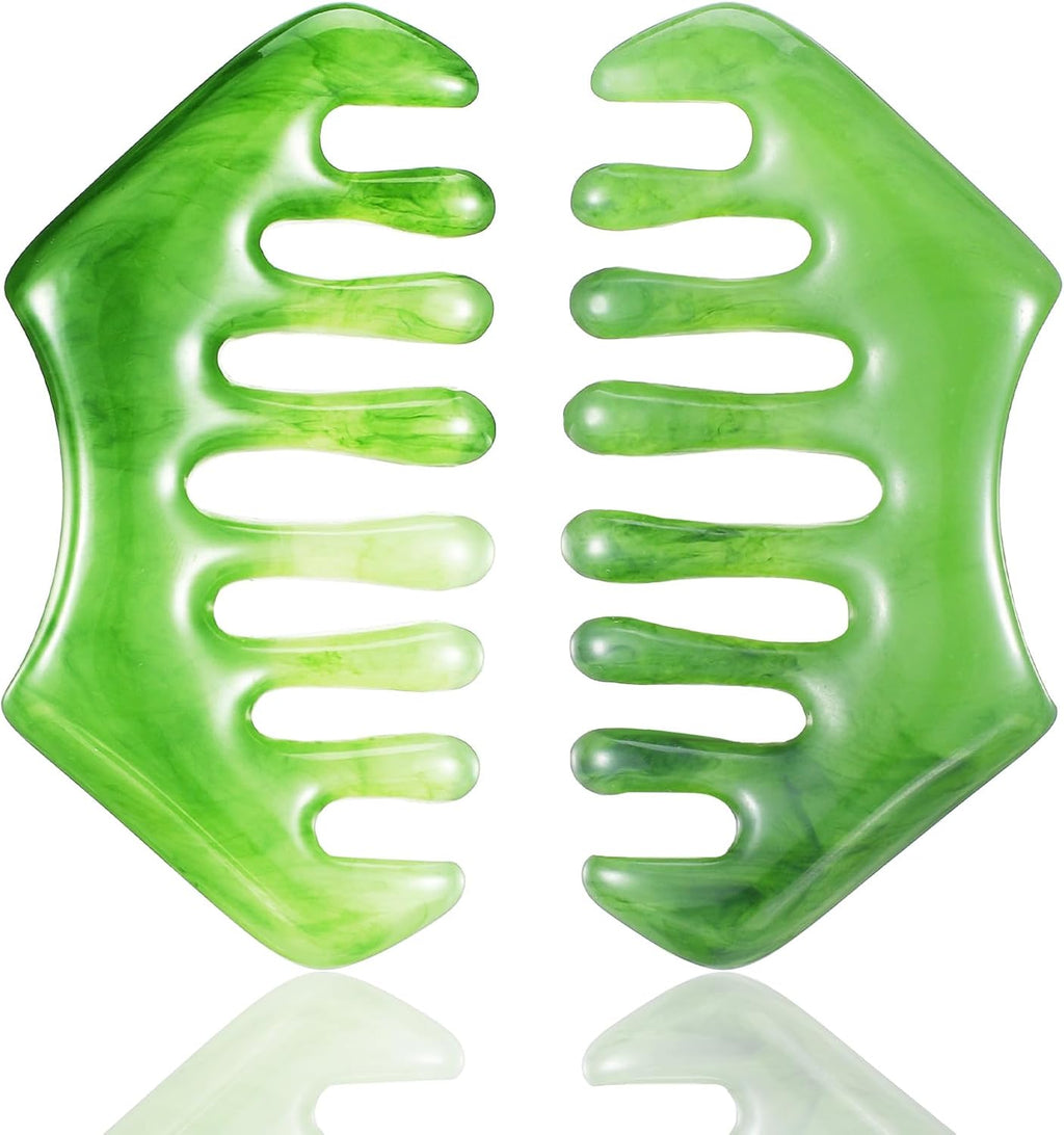 2 Pack Massage Combs Gua Sha Scraping Scalp Comb Hair Multi-Functional Handheld Head Massage Comb Facial Massages Tool for Head Caring Body Relaxing
