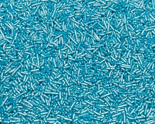 Sweet Eva’s BABY BLUE PEARLIZED SPRINKLES-Cake Decorating Jimmies, Cupcake,Cookies, and Cake Topper, Bulk Candy, Large, 1.5 LBS. Egg Free, Dairy Free, Gluten Free, Vegan, Soy Free, Nuts Free, Kosher