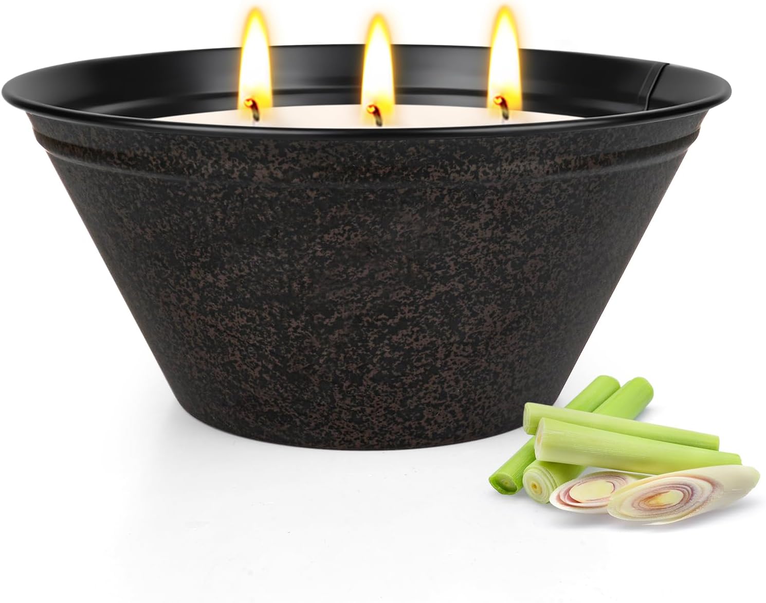 Citronella Candles Outdoor Large 23oz 3-Wick Natural Lemongrass Soy Wax Bucket Candle Up to 100 Hours Outdoor Candles for Patio,Yard,Fishing,Home Decor,Backyard in Summer
