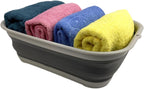 SAMMART 12L (3.17 Gallon) Collapsible Tub - Foldable Dish Tub - Portable Washing Basin - Space Saving Plastic Washtub (1, Grey/Dark Grey)