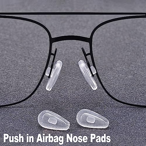 Eyeglass Nose Pads with Push-in, 10 Pairs Soft Silicone Air Chamber Glasses Nose Pad Replacement Kit, Anti Slip Nose Piece/Nose Pads for Glasses Eyeglasses Sunglasses Glasses Cleaning Cloth