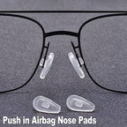 Eyeglass Nose Pads with Push-in, 10 Pairs Soft Silicone Air Chamber Glasses Nose Pad Replacement Kit, Anti Slip Nose Piece/Nose Pads for Glasses Eyeglasses Sunglasses Glasses Cleaning Cloth