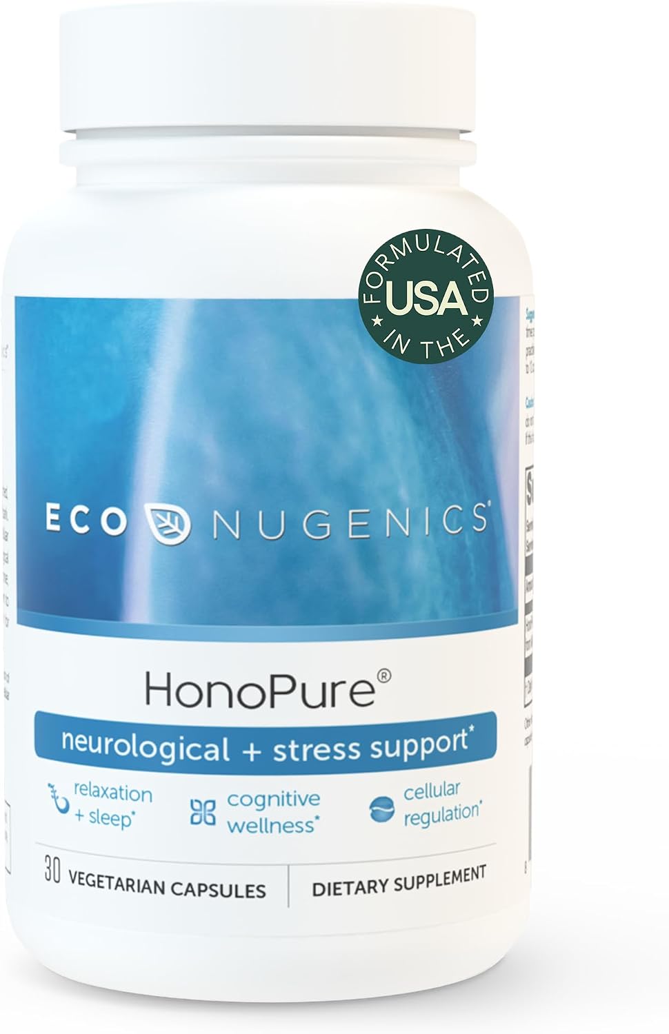 EcoNugenics HonoPure Magnolia Bark Extract – 98% Pure Honokiol Supplement Helps with Brain Function, Sleep Aid, Stress Relief & Overall Mood – Nootropic with GABA & Antioxidant Support – 30 Capsules
