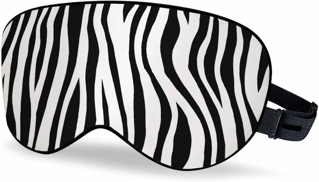 Stripes Sleep Eye Mask Zebra Skin Tiger Abstract Black White Men Women Sleep Mask with Adjustable Strap Eye Cover Eye Shade for Travel, Nap,Meditation