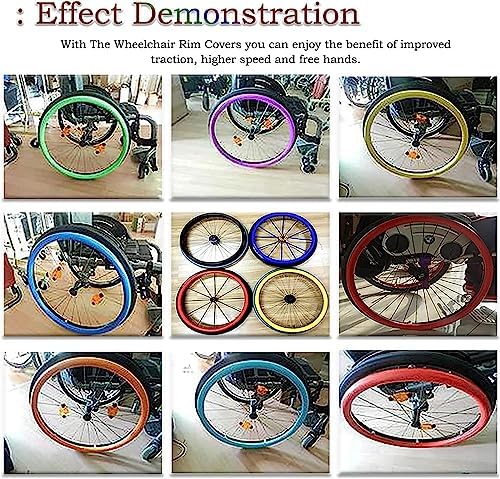 24 Inch Wheelchair Push Rim Covers, Rear Wheel Sports Wheelchair Cover, Silicone Hand Push Cover, Improve Grip and Traction,Pink (Color : Red)