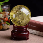 Yellow Crystal Ball raw Stone Ornaments Home Office Gift Yellow Crystal Ball Ornaments,Yellow,30~40mm