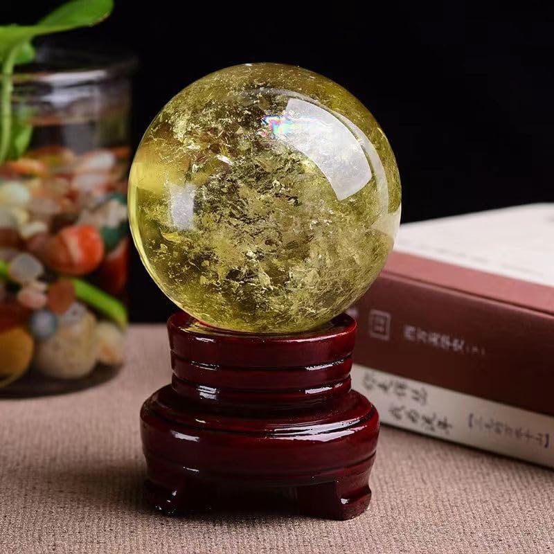 Yellow Crystal Ball raw Stone Ornaments Home Office Gift Yellow Crystal Ball Ornaments,Yellow,30~40mm