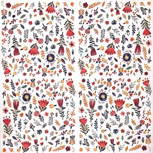 Zelten Colored Paper Napkins, 20 Count Shabby Chic Napkins for Wedding, Dinner Tea Party Shower (Children's Drawing Flower Plants Grass)