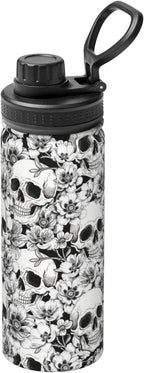 Halloween Skull Painting Insulated Water Bottle With Handle 18oz Leak Proof Stainless Steel Water Bottle With Spout Lid Bpa Free Double Wall Insulated Sports Water Bottle For School, Sports, Gym