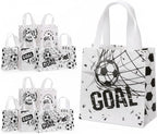 12 Pack Soccer Goodie Bags with 6 Designs | Reusable Non-Woven Party Favor Bags with Handles | Soccer Birthday Gift Bags for Kids, Sports Team Snack Bags, Themed Party Supplies for Boys & Girls (7)