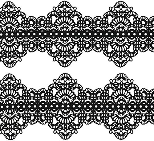 Funshowcase Large Pre-Made Ready to Use Edible Cake Lace Art Nouveau Style Applique Black 14-inch 10-piece Set