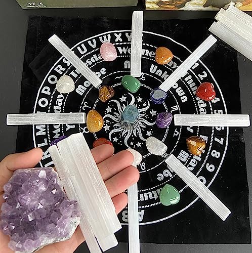 XIANNVXI 4inch Selenite Crystal 6PCS Selenite Sticks Wand Crystals Bulk for Healing Reiki Metaphysical Energy Drawing Protection Wiccan Altar Supplies Crystal for Witchcraft