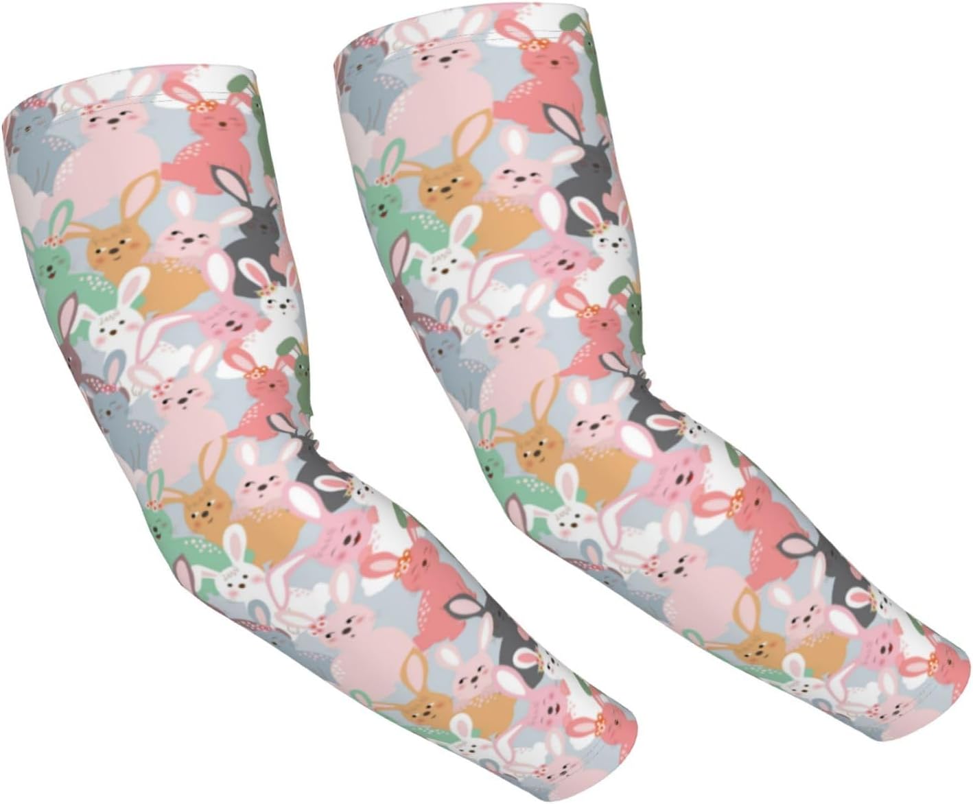 Funny Easter Bunny Eggs Arm Sleeves, Cooling Sun Protection Sports Sleeves for Men Women, Golf Basketball Arm Sleeves