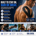 SB SOX Original Cotton Kinesiology Tape Roll – Best Latex Free Athletic Tape for Muscles/Joints – Waterproof, Stretchy, and Gentle on Skin (16ft)