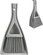 Dust Pan Broom Brush Dustpan -Mini Broom and Dustpan Combo Set, Handheld Sweeper Cleaning for Tables, Keyboards, Guinea Pig Cage, and Cat Litter, etc. (Grey)