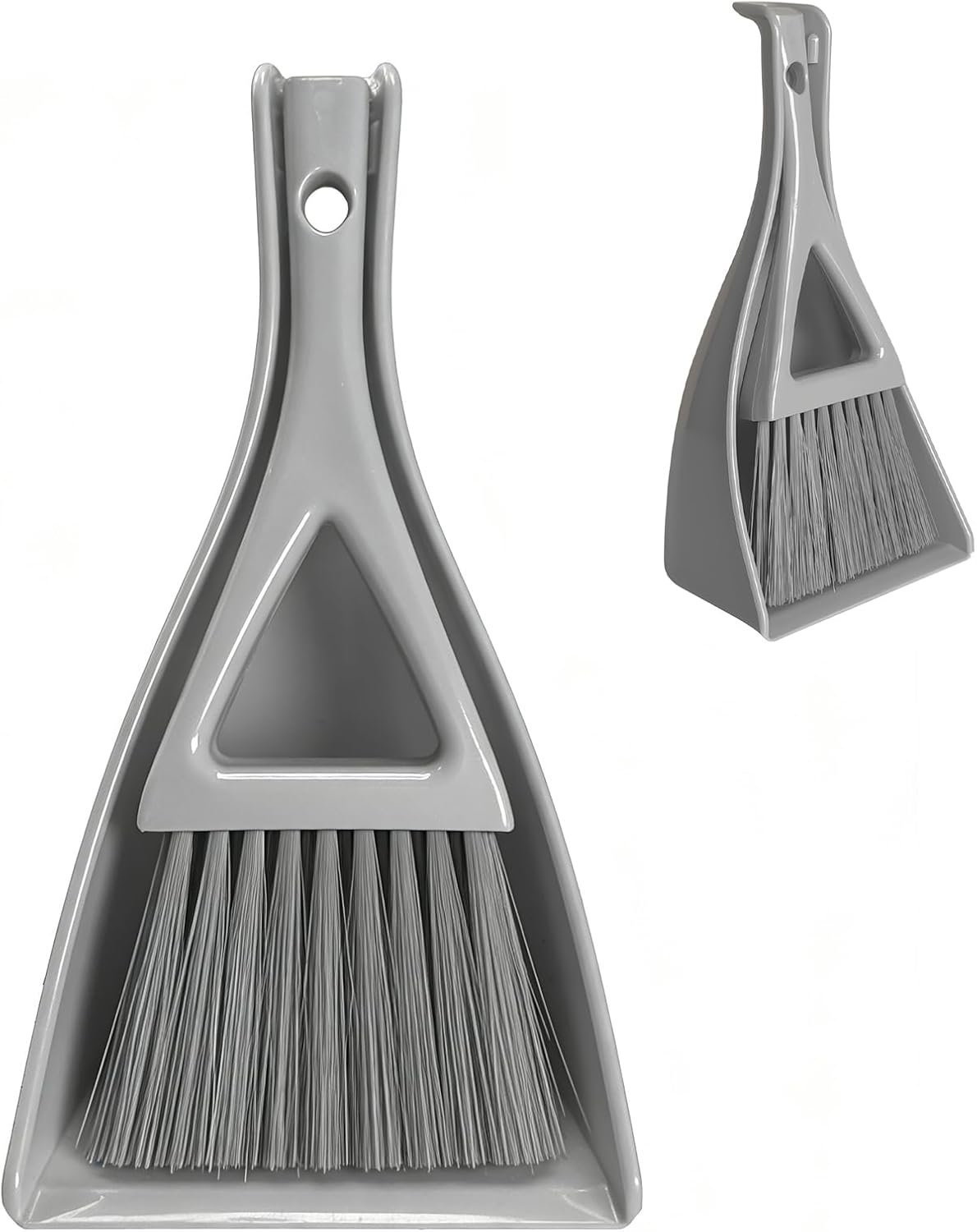 Dust Pan Broom Brush Dustpan -Mini Broom and Dustpan Combo Set, Handheld Sweeper Cleaning for Tables, Keyboards, Guinea Pig Cage, and Cat Litter, etc. (Grey)