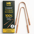 MeeRoh Pure Copper Tongue Scraper (2 Pack) – Manual Tongue Cleaner for Fresh Breath – Professional U-Shaped Metal Tongue Scrubber for Adults and Kids – Traditional Oral Hygiene Tool
