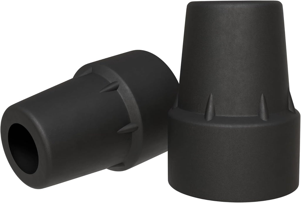 Gadgetime USA Cane Tips (Pack of 2) - 3/4" Heavy Duty Rubber Cane Tips Replacement - Durable and Non-Slip Walking Stick Tips for Canes, Crutches, and Walkers - Black